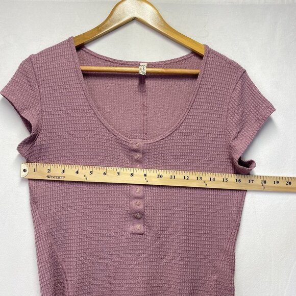 Free People Intimately Waffle Knit Scoop Neck Cap Sleeve Top Women Large Mauve - Picture 8 of 10